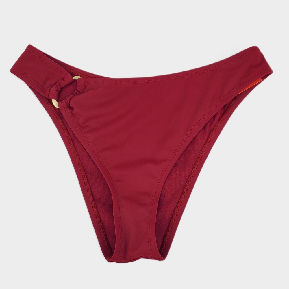 Sofia by Sofia Vergara Ring Side Cheeky Mid Rise Bikini Bottom M 8-10 Red New